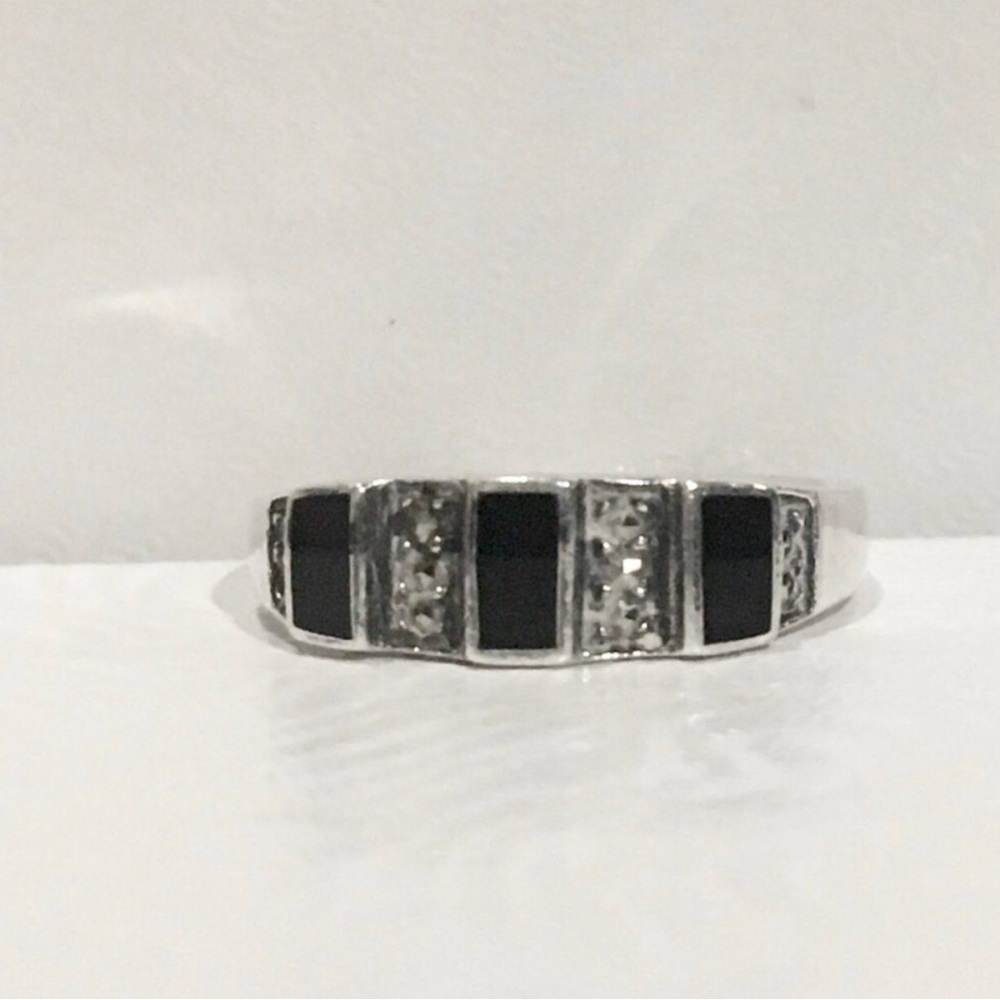 JUDITH JACK Onyx Sterling Silver Ring